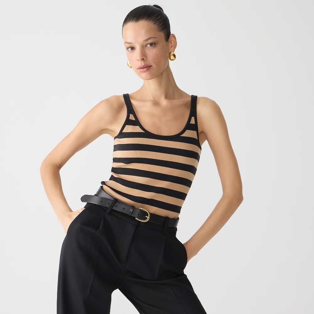 J.Crew Vintage Rib Shelf-Bra Striped Tank Top